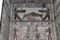 Painted reliefs in one of the inner rooms of the Temple of Hathor at Dendera, Egypt