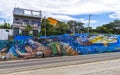 Painted rock with art graffiti and painting Puerto Escondido Mexico