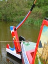 Painted rudder on canal narrowboat