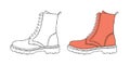 Painted shoes. Modern classic boots. Drawing Style Images. Vector illustration Royalty Free Stock Photo