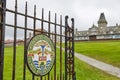 Painted sign on metal doors as entrance into Anderson High School in Lerwick, Shetland Islands, Scotland, UK Royalty Free Stock Photo