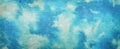 Painted sky blue and white background illustration with texture and wrinkled paper design, puffy painted clouds with vintage textu Royalty Free Stock Photo