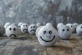 Painted smiley stones on a desk Royalty Free Stock Photo