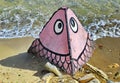 Painted stone on the beach