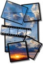 Painted sunset photo collage Royalty Free Stock Photo