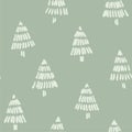 Painted Texture Trees seamless vector pattern. Royalty Free Stock Photo