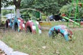 Painted tire fence Royalty Free Stock Photo