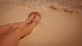 Painted toe nails beach Royalty Free Stock Photo
