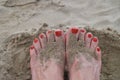 Toes in Beach Sand Royalty Free Stock Photo