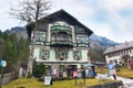 Painted traditional bavarian house near Neuschwanstein and german alps in Bavaria Royalty Free Stock Photo