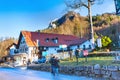 Painted traditional bavarian house near Neuschwanstein and german alps in Bavaria Royalty Free Stock Photo