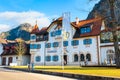 Painted traditional bavarian house near Neuschwanstein and german alps in Bavaria Royalty Free Stock Photo