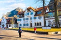 Painted traditional bavarian house near Neuschwanstein and german alps in Bavaria Royalty Free Stock Photo