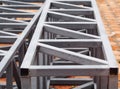 Painted truss space frame made from welded metal steel rectangular box