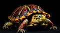 Vibrant Eastern Box Turtle: Optical Illusion Body Art Royalty Free Stock Photo