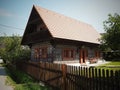 Painted Village of CICMANY - SLOVAKIA-beautiful picturesque village where there are nice wooden houses with painted Royalty Free Stock Photo