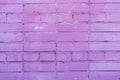 Painted violet brick wall, urban background, space for text. Horizontal texture. Abstract modern backdrop, pattern Royalty Free Stock Photo