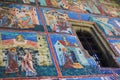 Painted wall at Arbore monastery, Bucovina