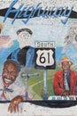 Painted wall in honor of old blues men