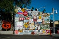 Painted wall. Route 66. Historic Route 66 sign.