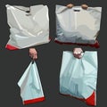 Painted white bag bag in different versions Royalty Free Stock Photo