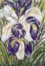 Painted white and violet fleur-de-lis flowers