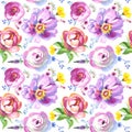 Painted wildflower flowers background pattern in a watercolor style. Royalty Free Stock Photo