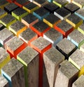 Painted wood cubes create interesting pattern Royalty Free Stock Photo