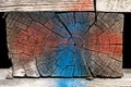 Painted wooden block texture - red and blue