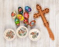 Painted Wooden Easter Eggs with Cross