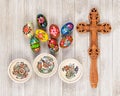 Painted Wooden Easter Eggs with Cross