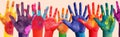 hand fun artist art concept smile paint finger child colorful. Generative AI. Royalty Free Stock Photo