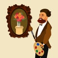 Painter with Art Supplies Cartoon Illustration Royalty Free Stock Photo