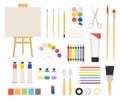 Painter art tools. Paint arts tool kit vector illustration. Royalty Free Stock Photo