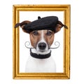 Painter artist frame dog Royalty Free Stock Photo