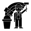 Painter - builder icon, vector illustration, black sign on isolated background Royalty Free Stock Photo