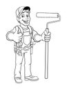 Painter Decorator Paint Roller Cartoon Handy Man Royalty Free Stock Photo