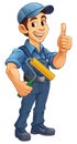 Painter Decorator Paint Roller Cartoon Handy Man Royalty Free Stock Photo