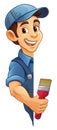 Painter Decorator Paint Brush Cartoon Handy Man Royalty Free Stock Photo