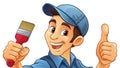 Painter Decorator Paint Brush Cartoon Handy Man Royalty Free Stock Photo