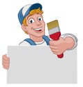 Painter Decorator Paint Brush Cartoon Handy Man Royalty Free Stock Photo