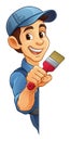 Painter Decorator Paint Brush Cartoon Handy Man Royalty Free Stock Photo