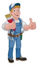 Painter Decorator Paintbrush Handyman Cartoon Man Royalty Free Stock Photo