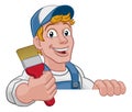 Painter Decorator Paintbrush Handyman Cartoon Man