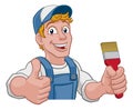 Painter Decorator Paintbrush Handyman Cartoon Man Royalty Free Stock Photo