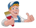 Painter Decorator Paintbrush Handyman Cartoon Man Royalty Free Stock Photo