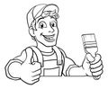Painter Decorator Paintbrush Handyman Cartoon Man Royalty Free Stock Photo