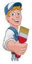 Painter Decorator Paintbrush Handyman Cartoon Man Royalty Free Stock Photo