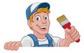 Painter Decorator Paintbrush Handyman Cartoon Man Royalty Free Stock Photo