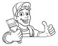 Painter Decorator Paintbrush Handyman Cartoon Man Royalty Free Stock Photo